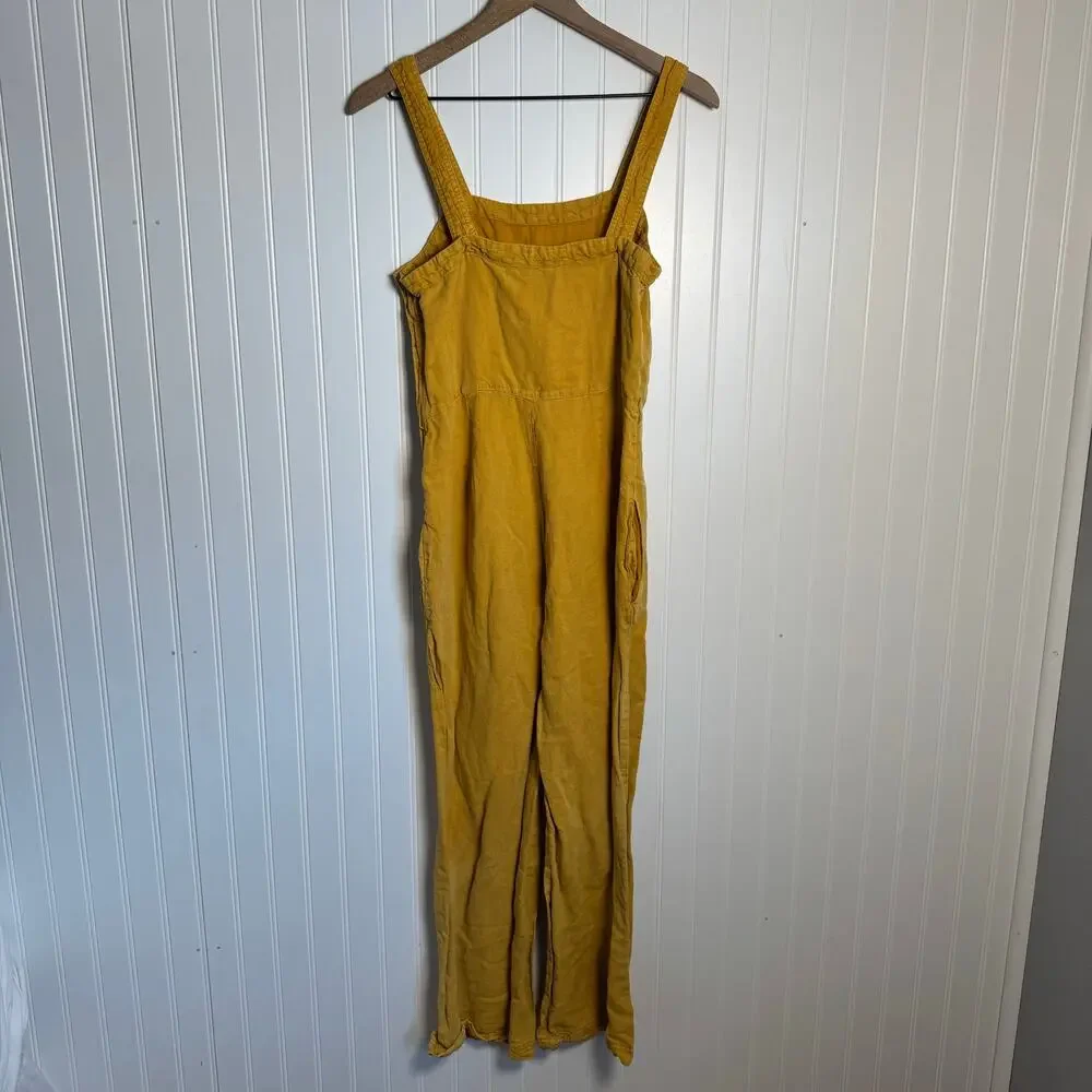 C&C California Yellow Overalls Linen Blend Women’s Size 4 - Picture 7 of 12